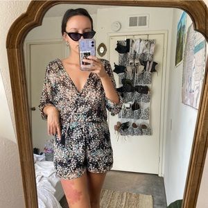 3/$15 Angl Black Floral Pattern Romper